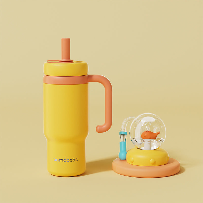 COMO Ball Tumbler 24 oz Yellow with straw