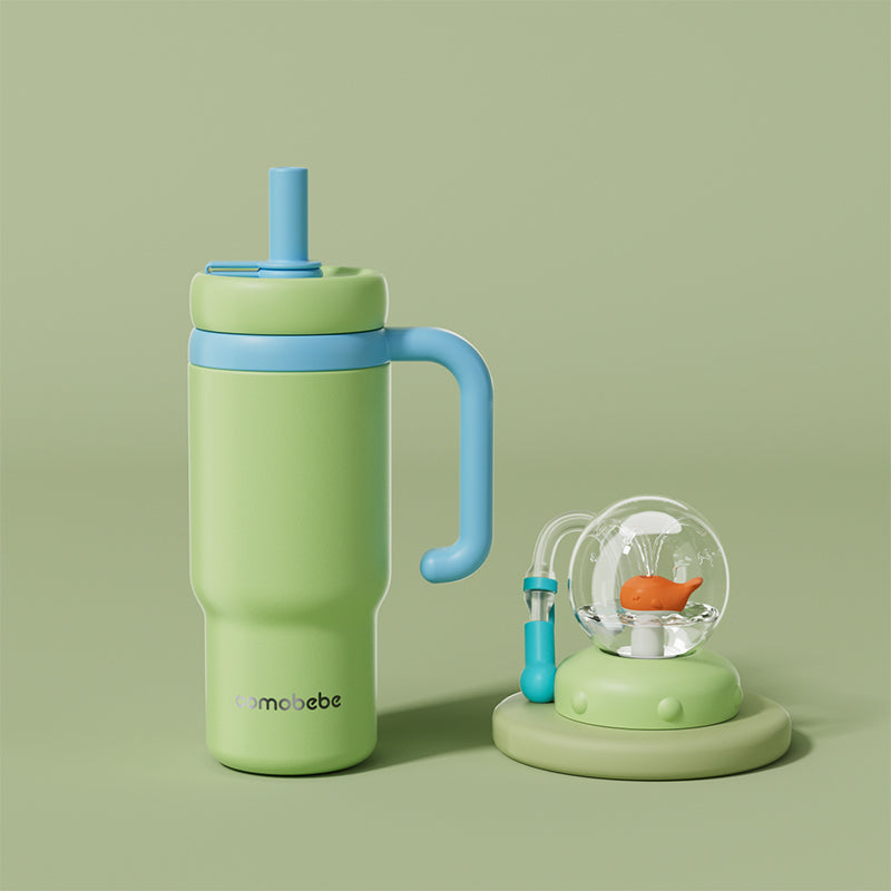 COMO Ball Tumbler 24 oz Green with straw