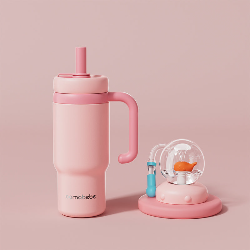 COMO Ball Tumbler 24 oz Pink with straw