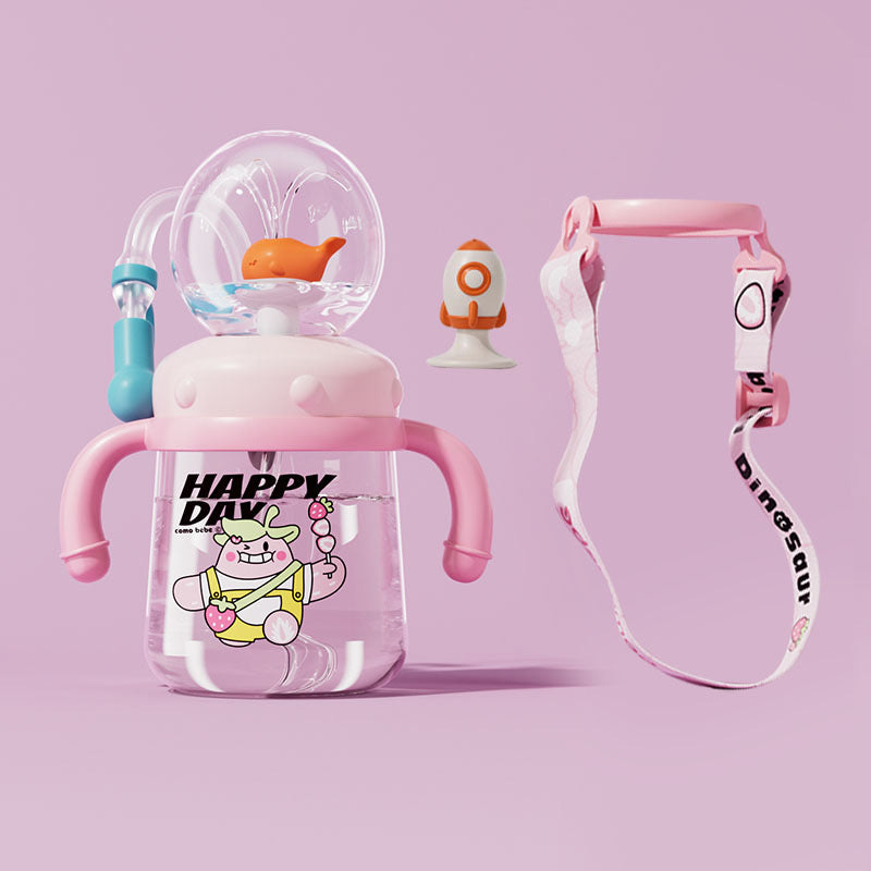 COMO Ball Tritan Kids Cup 10oz Pink Whale Rocket - COMOBEBE
